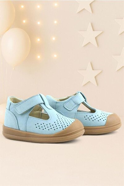 Rakerplus Shaun Genuine Leather Blue Velcro Anatomical Baby Sandals