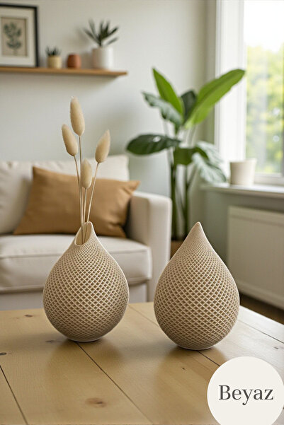 EVROSİ İkili Damla Kuru bitki Vazo Seti ( Bitkiler Dahil Değildir)