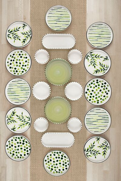 Kitchen Life Set de mic dejun de 22 de bucăți pentru 12 persoane - Set de prezentare pentru micul dejun de lux Farfurie