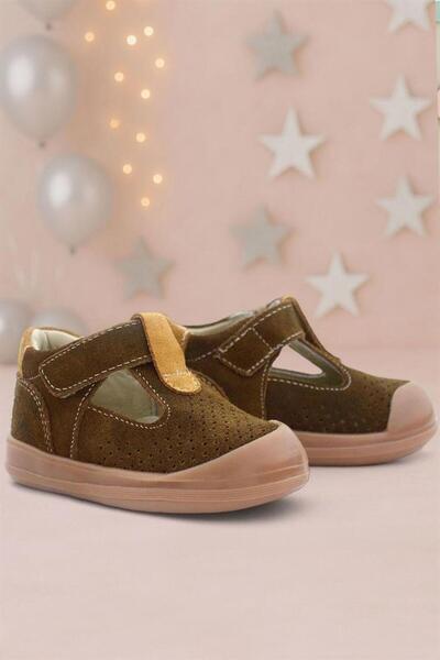 Rakerplus Shaun Genuine Leather Brown Tan Velcro Anatomical Baby Sandals