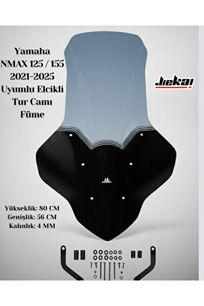 JİEKAİ Yamaha NMAX 125 / 155 2021-2025 Uyumlu Elcikli Tur Camı Füme