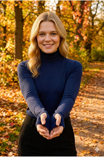 navesta 100% Viscose Women's Bodysuit with Finger Detail, Long Sleeves, Flexi...