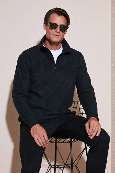 Buratti Cotton Regular Fit Half Zipper Stand Collar Sweater Men's Sweater 456112