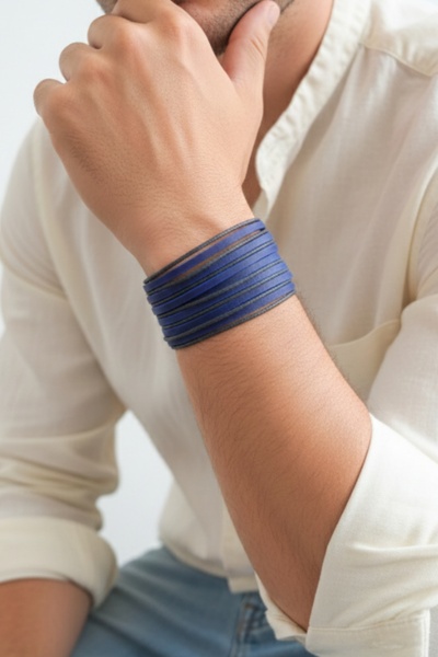 BSN Store 2 Pcs Leather Bracelet Multilayer Handmade Real Leather Bracelet