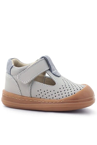 Rakerplus Shaun Genuine Leather Light Gray Velcro Anatomical Baby Sandals