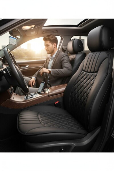 Cartex Oto Koltuk Minderi Kılıfı Ortopedik Kalın Süngerli Ön 2 Koltuk Siyah B...