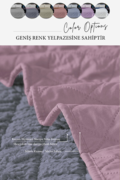 Evlen Home Collection Premium Plush Single Multi-Purpose Bedspread 160X220 Double-Sided Blanket Pike Anthracite Powder