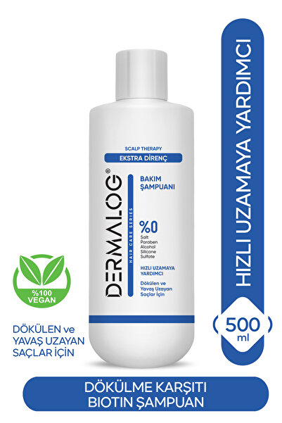 DERMALOG Ekstra Direnç Dökülme Karşıtı Hızlı Saç Uzatmaya Yardımcı Biotin Şampuan 500 ml