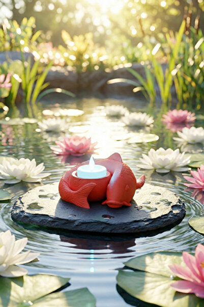 Oxyteez Dekoratif Balık Mumluk LED Tealight Gece Lambası 4 Renk PLA Biblo