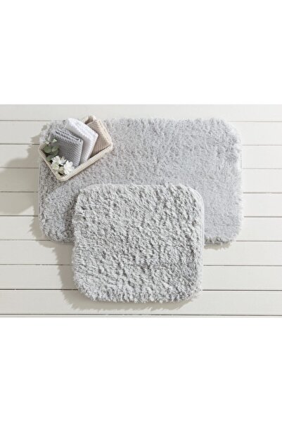 Madame Coco Shep 2'li Banyo Paspas Takımı - Gri - 50x80 cm - 45x50 cm