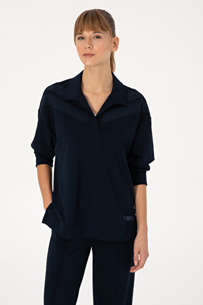 U.S. Polo Assn. Kadın Lacivert Polo Yaka Sweatshirt 50309082-VR033