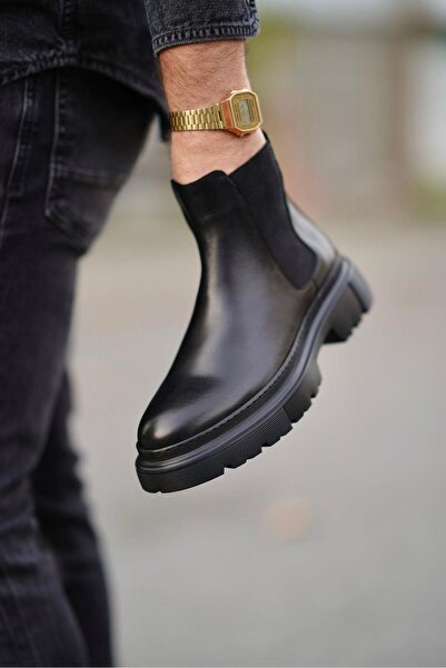 Ahmed Hamdi Bey حذاء جيراردو الجلدي الأسود للرجال