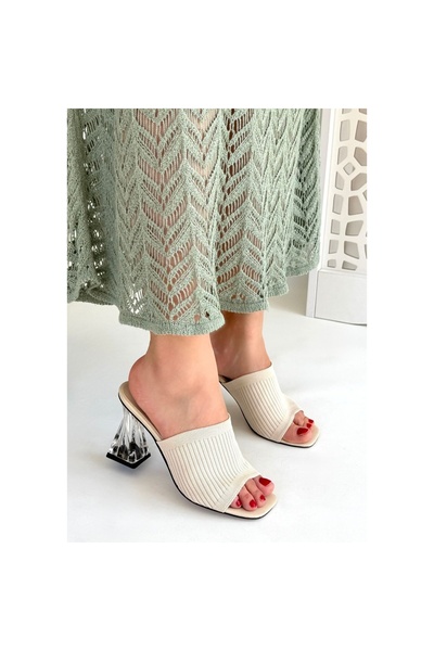 ewoman شبشب إيفرا تن تريكو بكعب - ليسينيا