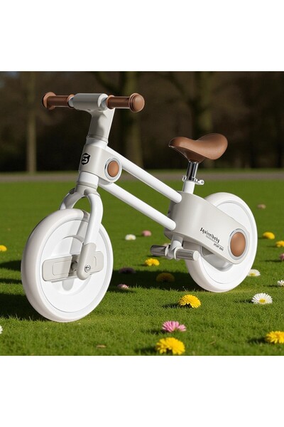 OEM Balance bike for children, height-adjustable saddle, EVA foam wheels, 2-5 years, white-brown