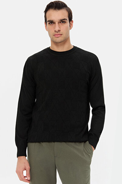 D'S Damat Ds Damat Regular Fit Black Wool Blend Sweater