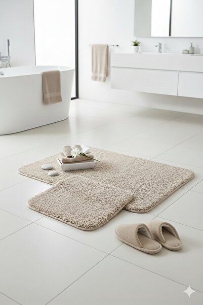 Madame Coco Shep 2'li Banyo Paspas Takımı - Toprak 50x80cm- 45x50cm