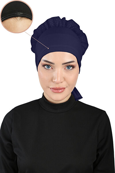 Ecardin Topuzlu Kaymayan Silikonlu Bone Güpürlü - St 510 Lacivert