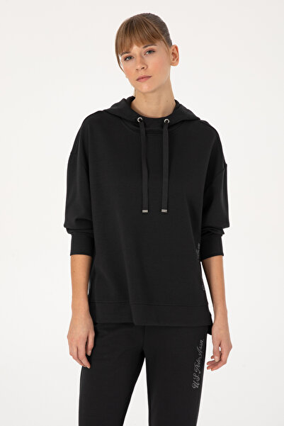 U.S. Polo Assn. Women's Black Modal Blend Hooded Sweatshirt 50313561-Vr046