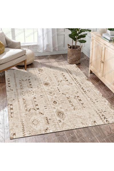 Sermod 119- Сучасний килимовий покрив кольору кави з губчастою гумкою