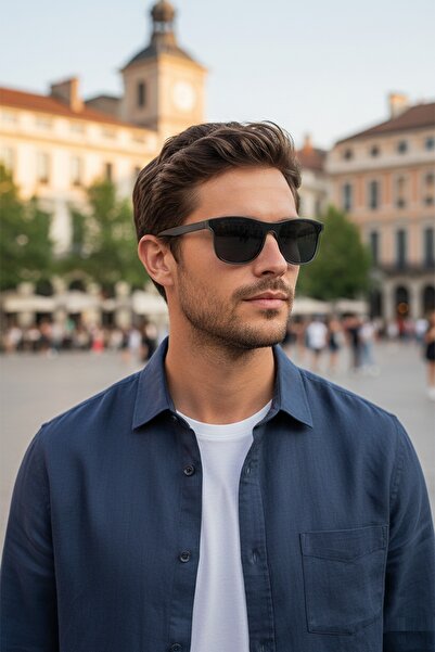 Daniel Klein Şeffaf Siyah Kare Model Polarize Camlı Erkek Güneş Gözlüğü