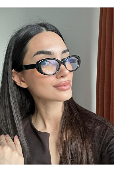 funeyes Leon Cat Eye Klasik Retro Siyah Popüler Mavi Işık Korumali Blue Block Şeffaf Gözlük