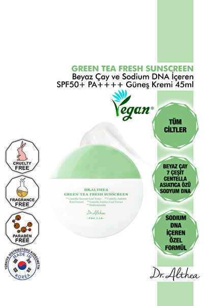 Dr. Althea Beyaz Çay ve Sodium DNA İçeren Green Tea Fresh Güneş Kremi Spf50+ ...