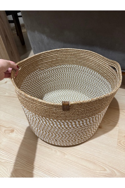 VELLORA HOME سلة من خيوط الجوت، سلة تنظيم، سلة منسوجة من الخيزران 40 سم × 30 سم