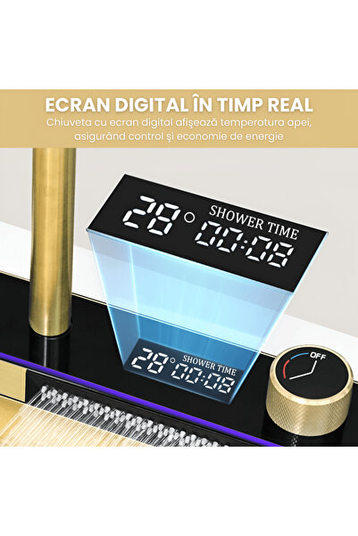 Full Abundance Set chiuvetă de bucătărie multifuncțională, oțel inoxidabil 304, LED, baterie extractibilă, auriu