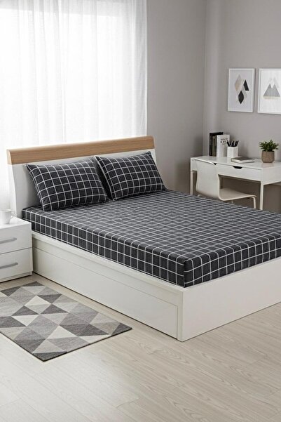 üntaş Battal Double Elastic Sheet +2 Pillow Case Smoked Minikaro