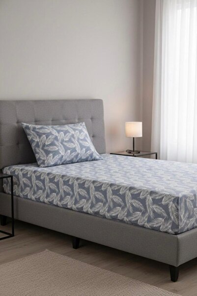üntaş Life Blue Feather 100x200 cearceaf unic elastic + 1 fata de perna Ecmavitüy100