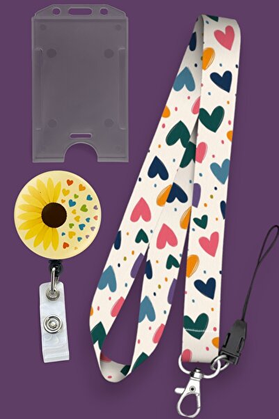 MİLLENEX Kalp Desenli Boyun Askı İpi Boyun İpi 3 Lü Set Boyun İpi Yoyo Yaka Ş...