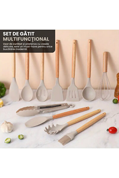 Full Abundance Set de ustensile de bucătărie premium din silicon, cu 12 piese...