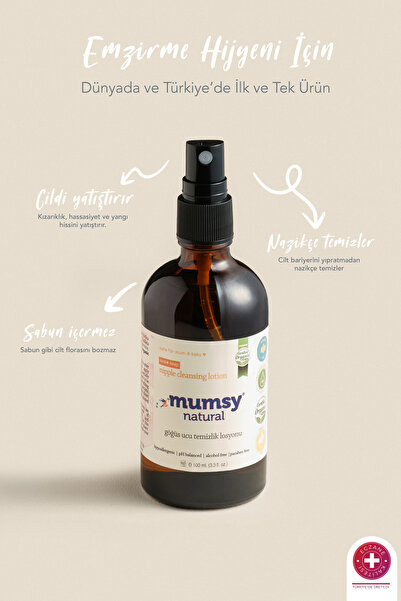 Mumsy Natural Göğüs Ucu Temizlik Losyonu 100 ml Hassas Ciltler Doğal Organik Bitkisel Çatlak ve Tahriş Karşıtı