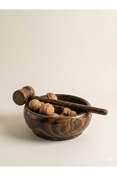 Beyaz Atölyem Dark Color Wood Hazelnut and Walnut Cracker