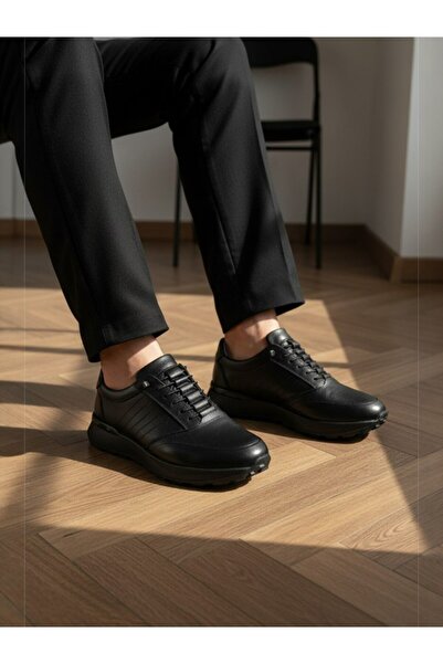 MAGIC SHOES Men's Inner Outer Genuine Leather Ultra Comfortable Orthopedic Sole Lightweight m Transitional Black Casual Sports Shoes