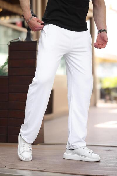 Madmext White Relaxed Fit Men's Sweatpants E6560