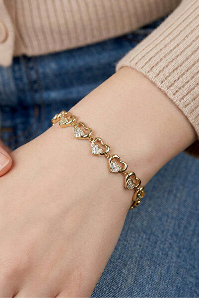 Modacaprea Xuping Stone Heart Chain Women's Bracelet – 17+2 cm |   Gold Color...
