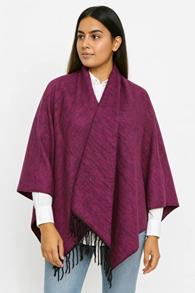 ALDAİR Γυναικείο Χειμερινό Πόντσο Διπλής Όψης Shoulder 140x140