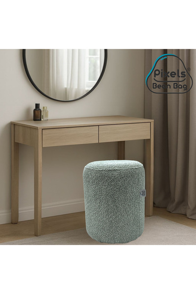 PixelsFurniture Large round ottoman in boucle fabric from Pixel Bean Bag, vanity chair, girls' vanity chair