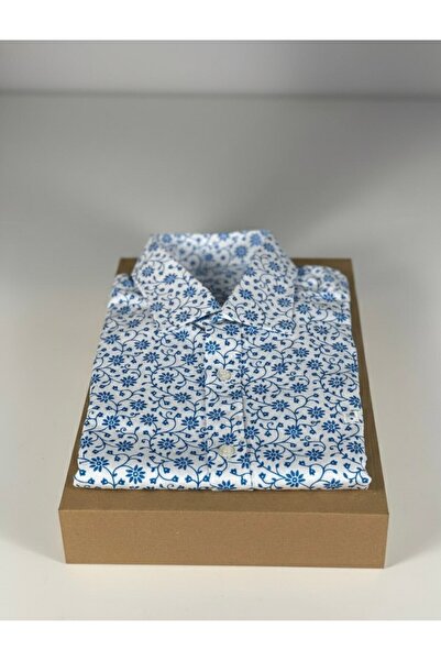 YusGos Long Sleeve Cotton Easy Iron Floral Pattern Regular Fit Premium Men's Shirt Turquoise XL