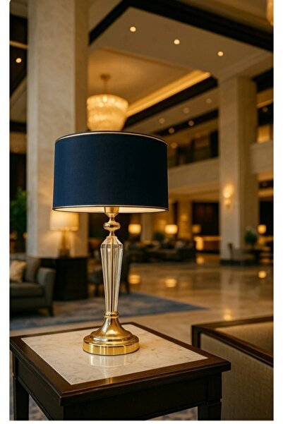 Lampada Amore Gold Kristal Metal Abajur - Gold Şeritli Kırmızı