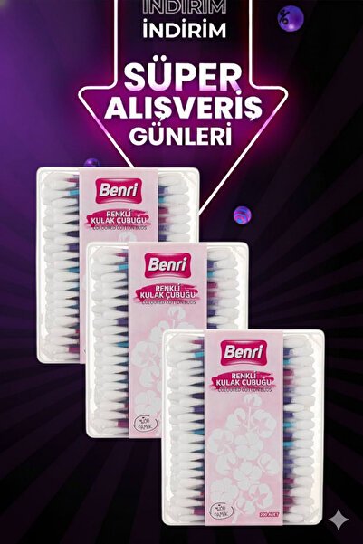 Benri Kulak Temizleme Çubuğu Renkli 3 Adet