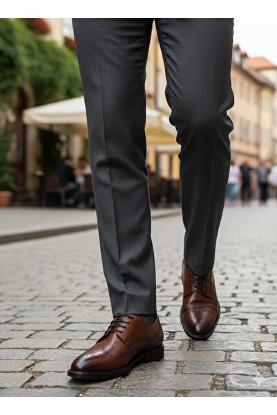 LİCCAS Мъжки зимни ботуши с неплъзгаща се гумена подметка, водоустойчиви, с подплата от естествена кожа, с връзки, кафяви