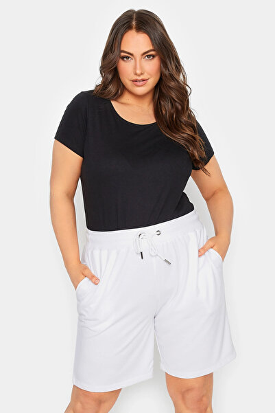 Stil Diva Plus Size Loose Fit Jogger Shorts with Pockets and Smocked Waist144601