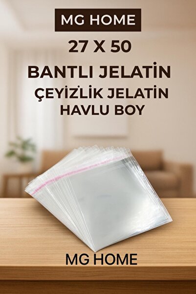 MG HOME 25 ADET 27X50 ÇEYİZLİK POŞET JELATİN POŞET YAPIŞKANLI POŞET ŞEFFAF POŞET