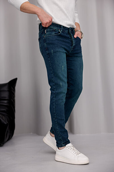 MODAMESTO Ανδρικό τζιν παντελόνι με λεπτή εφαρμογή Lycra Slim Fit