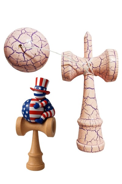 BV Kendama din lemn, minge din lemn + autocolant SUA impermeabil pentru telef...