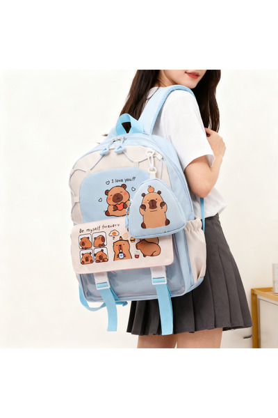 Generic Capibara Children's Cute Student Backpack Large Capacity Lightweight Spinal Protection