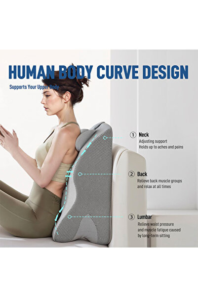 WINEENEE Orthopedic Memory Foam Lumbar Pillow - Adjustable, Cooling Gray Backrest for Bed/Sofa