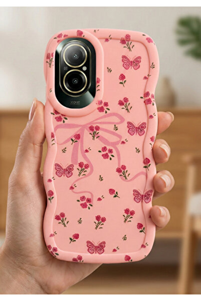 Rivor Realme 12 Lite Uyumlu Kılıf Kamera Çıkıntılı Kurdele Ve Çiçek Kabartmal...